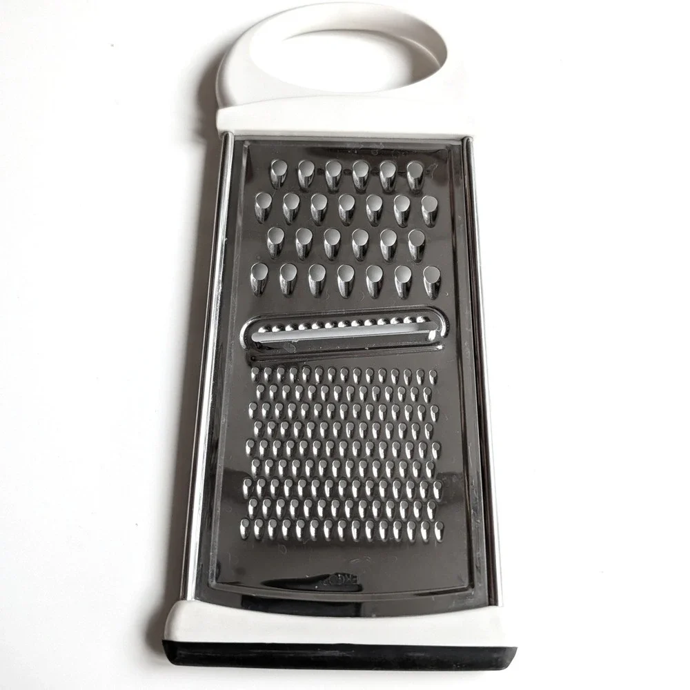 Ekco Stainless Steel Flat Hand Cheese Grater Slicer MCM Scandi Oval White Handle